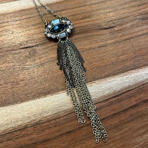 Vintage Rhinestone Gold & Bronze Waterfall Necklace